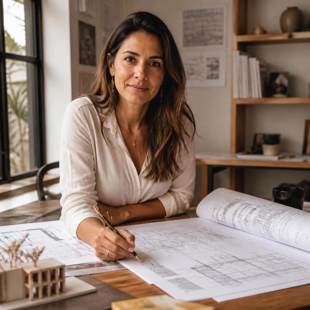 Architect reviewing structural plans